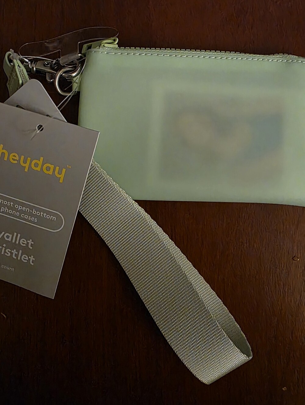 heyday Matcha Green Wristlet Wallet with Silver Clip